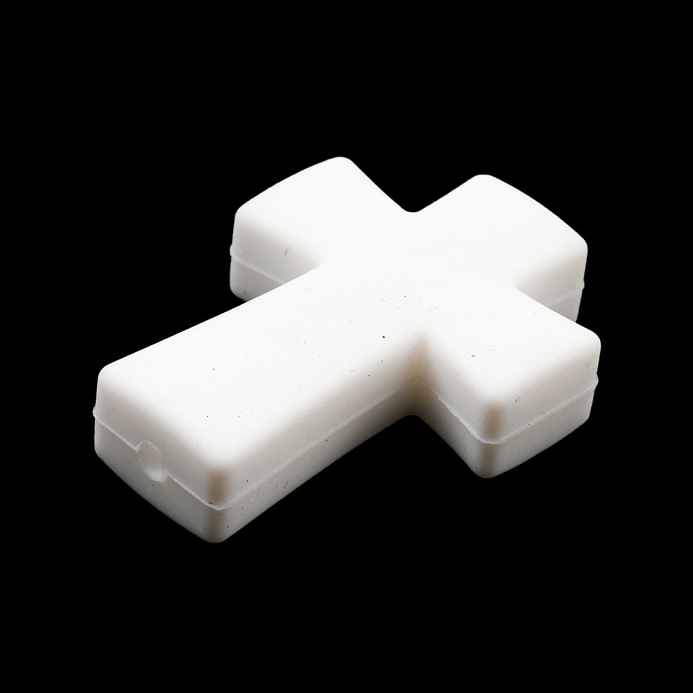 Cross Silicone Focal Beads, Black & White