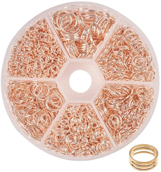 Rose Gold Iron Open Jump Rings Various Size Package