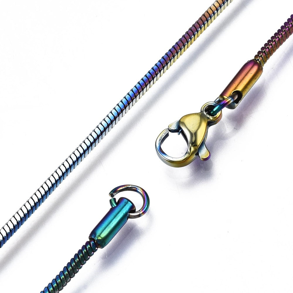 Ion Plated 304 Stainless Steel Snake Chain Necklace Rainbow Color