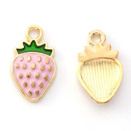 Strawberry Pendants Pearl Pink 10pk