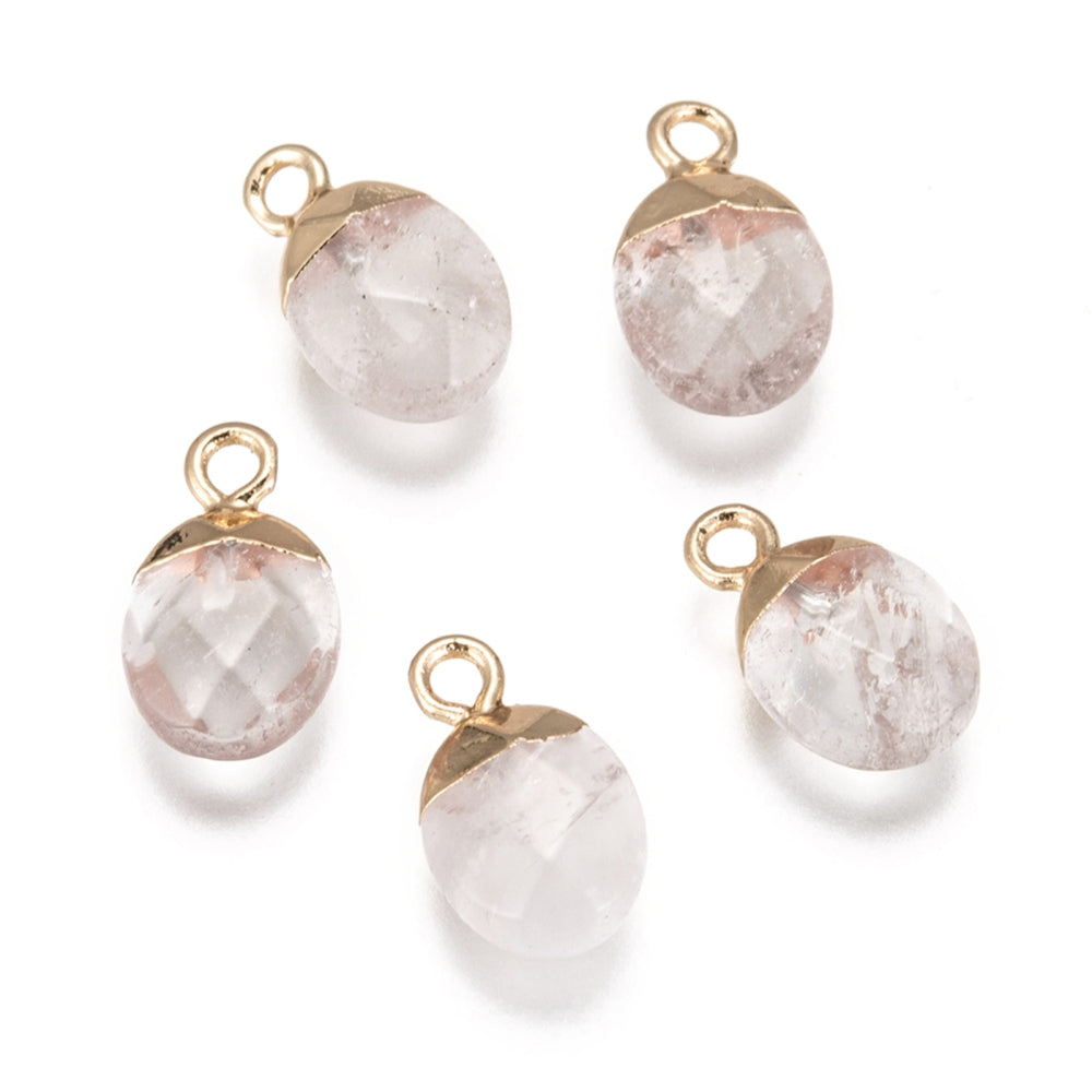 Electroplate Natural Rose Quartz Charms 4 pack