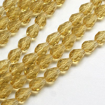 Glass Beads Strands, Faceted, Size: about 8mm wide, 12mm long, hole: 1mm