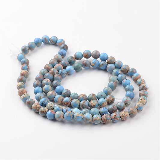 Natural Imperial Jasper Cornflower Blue 8mm