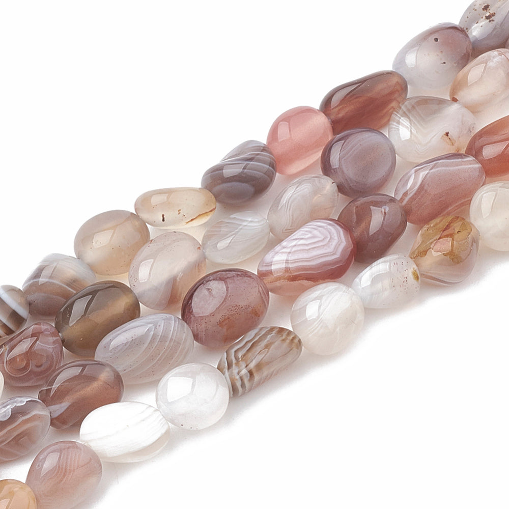 Botswana Agate Beads Strands, Oval Natural