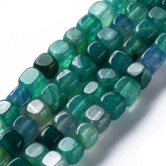 Natural Agate Beads  Dyed & Heated Cube Sea Green 58x48x4~6mm (50pcs/Strand) The Pink Bead Shop