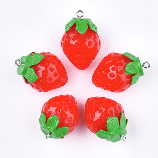 Strawberry Resin Large Pendants 2 Pack