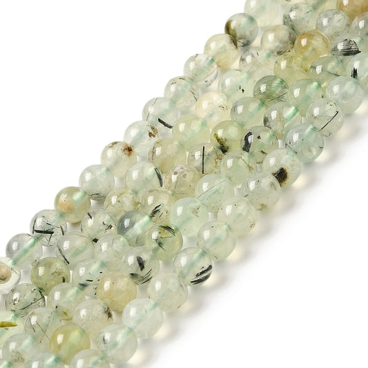 Natural Prehnite Beads Strands, Round, Size: about 6mm in diameter, hole: 0.8mm