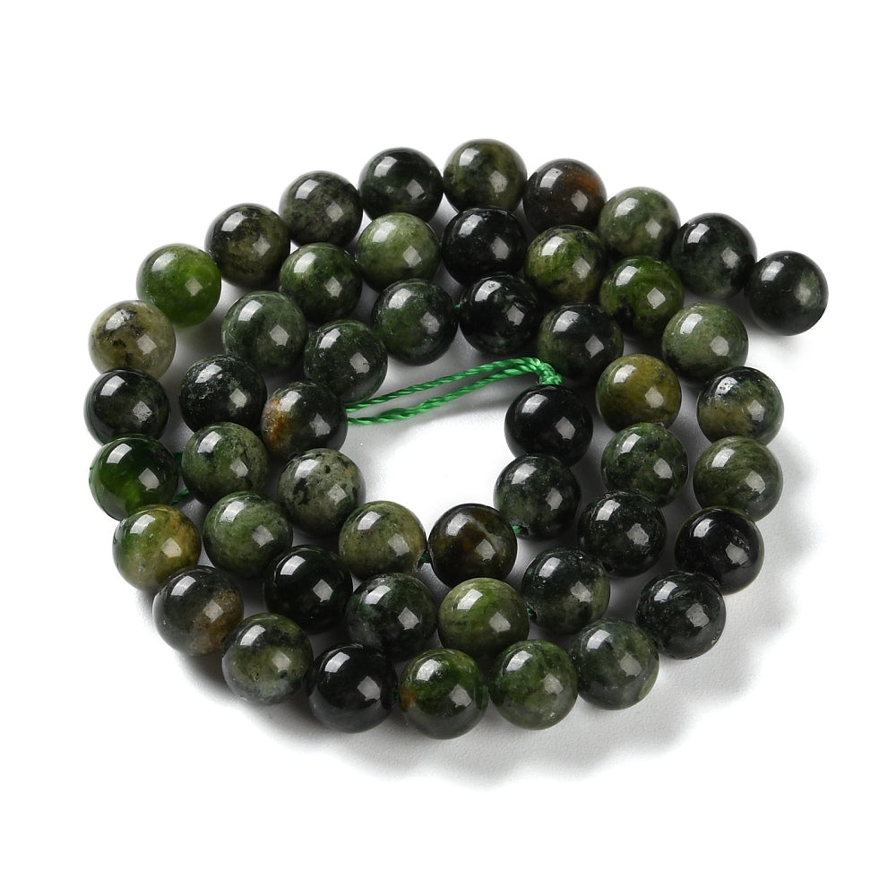 Natural Green Diopside Beads Strands, Round, 8mm