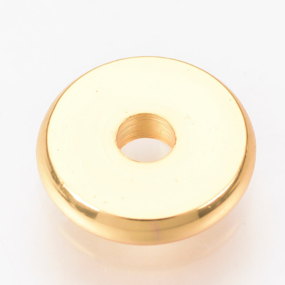 Brass Spacer Beads, Disc, Real 18K Gold Plated 10 Pack