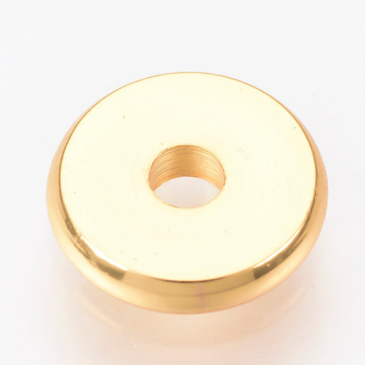 Brass Spacer Beads, Disc, Real 18K Gold Plated 10 Pack