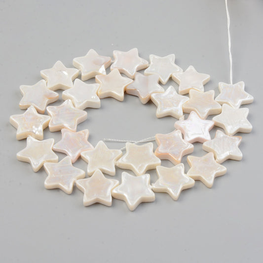 Freshwater Shell Beads – Electroplated Star Shape 15x15x3mm (27pcs/Strand) The Pink Bead Shop