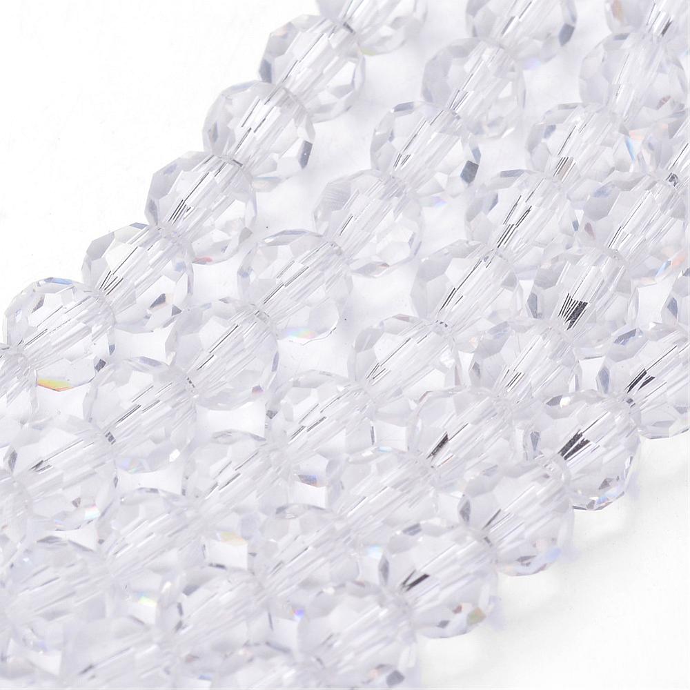 Transparent Glass Bead Strands, Imitation Austrian Crystal, Faceted(32 Facets), Round, 10mm