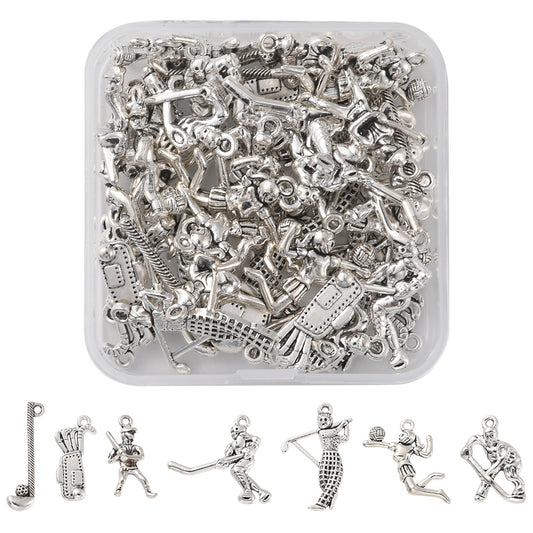 Sports Themed Tibetan Style Alloy Pendants 42pcs