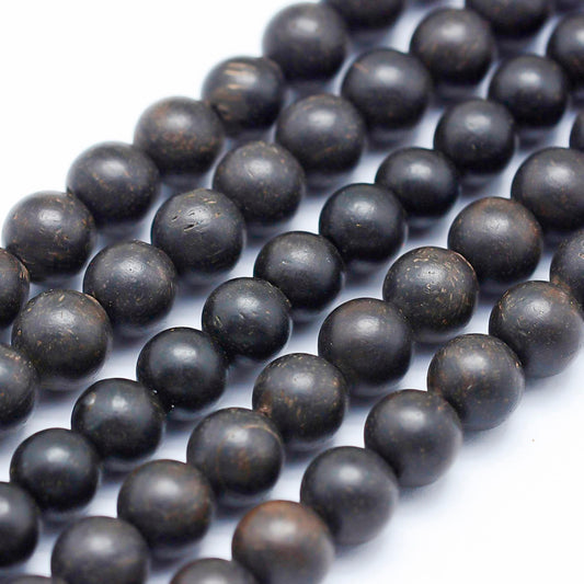 Natural Ebony Wood Beads Strands, Round, Dyed Size: about 8mm