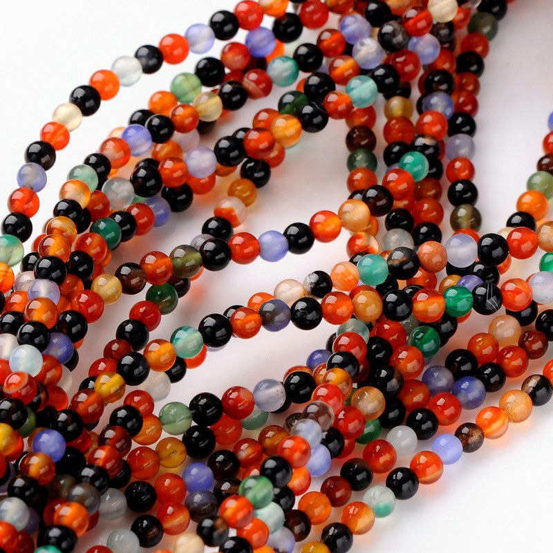 Multi color Agate Bead Strands 4mm