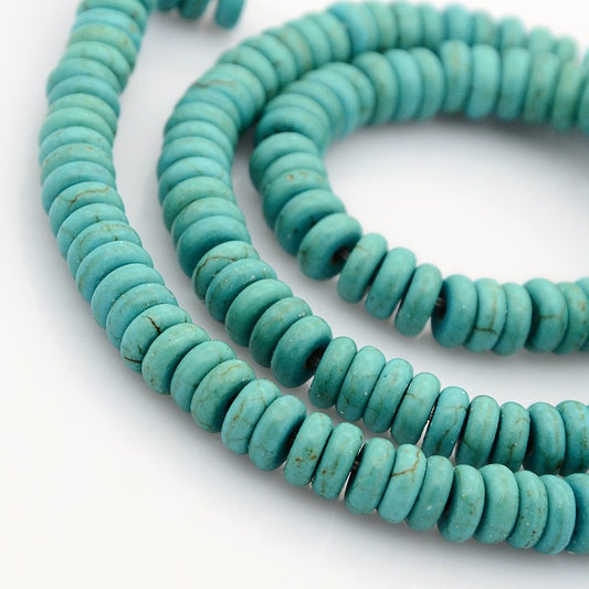 Howlite Turquoise Bead Strands Dyed Heishi Flat Round Disc 6mm