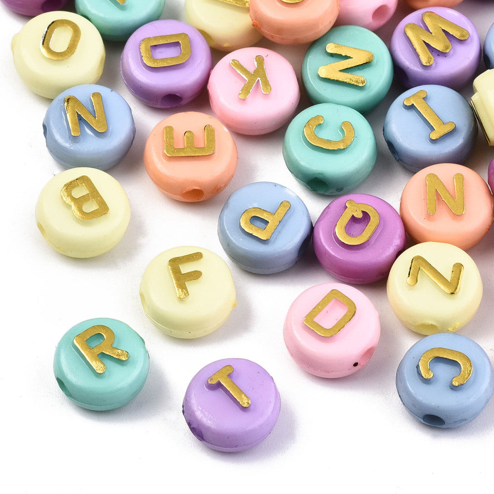 Alphabet Acrylic Beads Mixed Color 100pieces