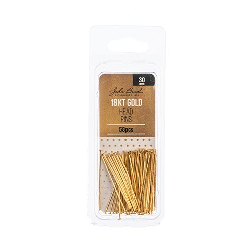 18K Gold Plated Head Pins – 30mm – 58 Pieces | The Pink Bead Shop Canada