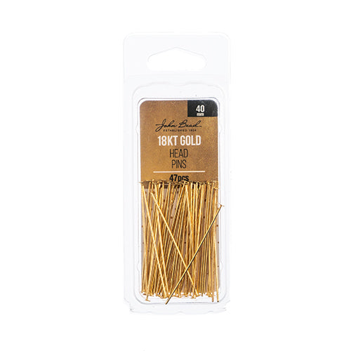 18kt Gold Plated Head Pins 40x0.7mm 21ga 47pcs
