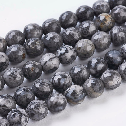 Picasso Jasper Faceted Bead Strands Round 8mm