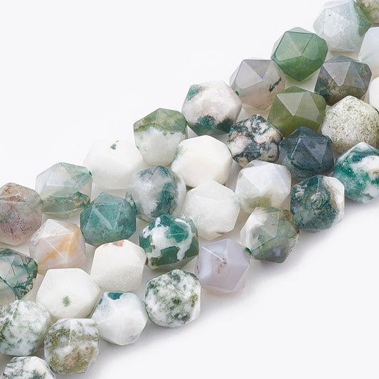 Tree Agate Star Cut Round 8mm Bead Strands