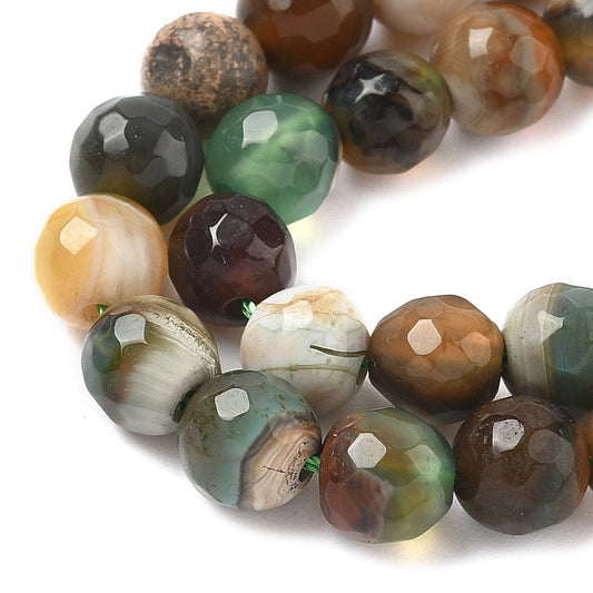 Colorful Agate Beads Natural  Faceted Round 6mm (62pcs/Strand) The Pink Bead Shop