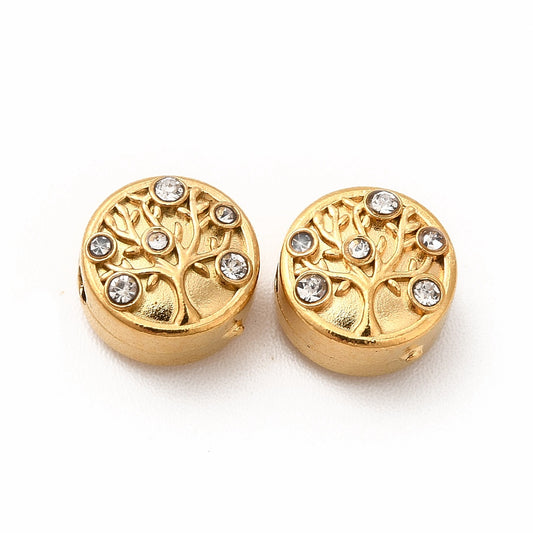 Tree Of Life Stainless Steel Spacer Beads 2 Pack 18K Gold Plated