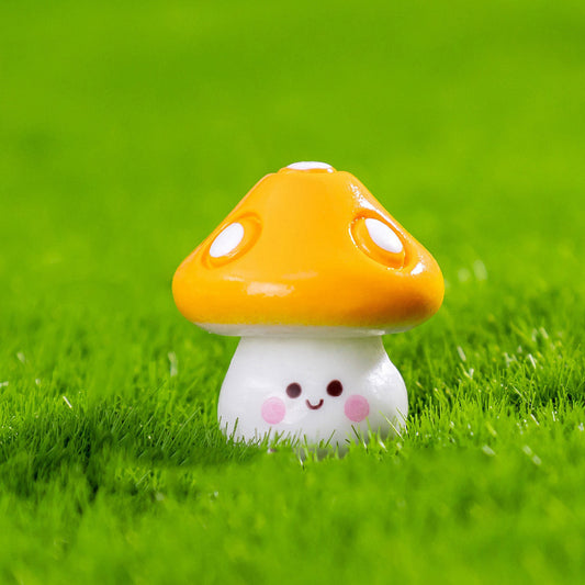 Resin Mushroom Miniature Ornaments, for Fairy Garden Decoration Accessories, Yellow
