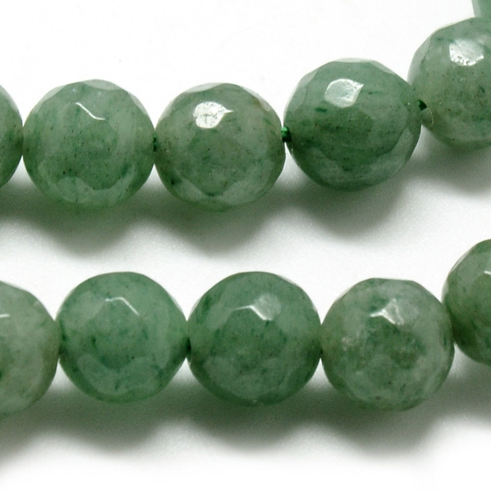 Green Aventurine Faceted 8mm Round Bead Strands