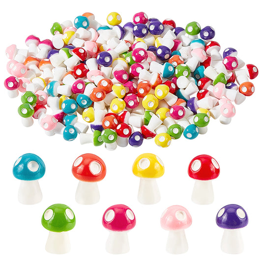 8 Colors Mini Resin Mushroom Figurines, Micro Moss Landscape Display Decoration, for Fairy Gardens,; Mixed Color