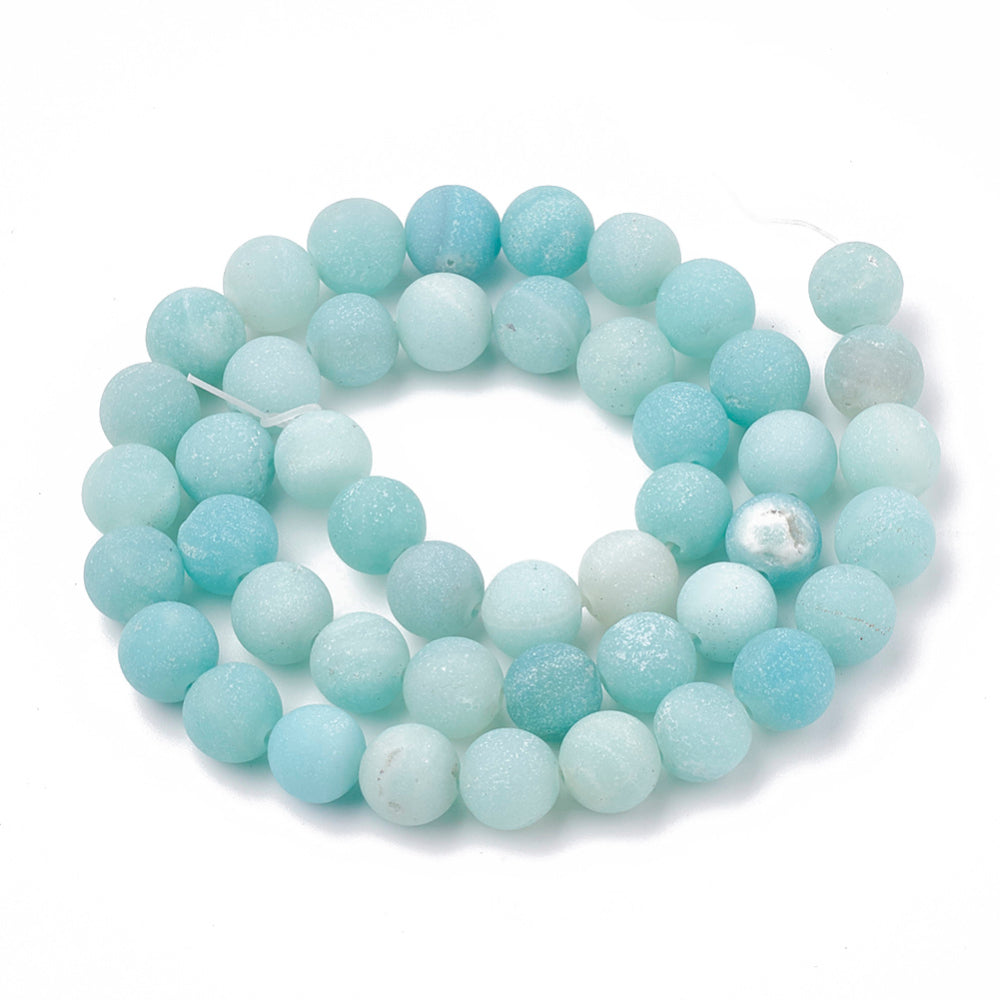 Natural Amazonite Bead Strands, Round, Frosted Asst sizes