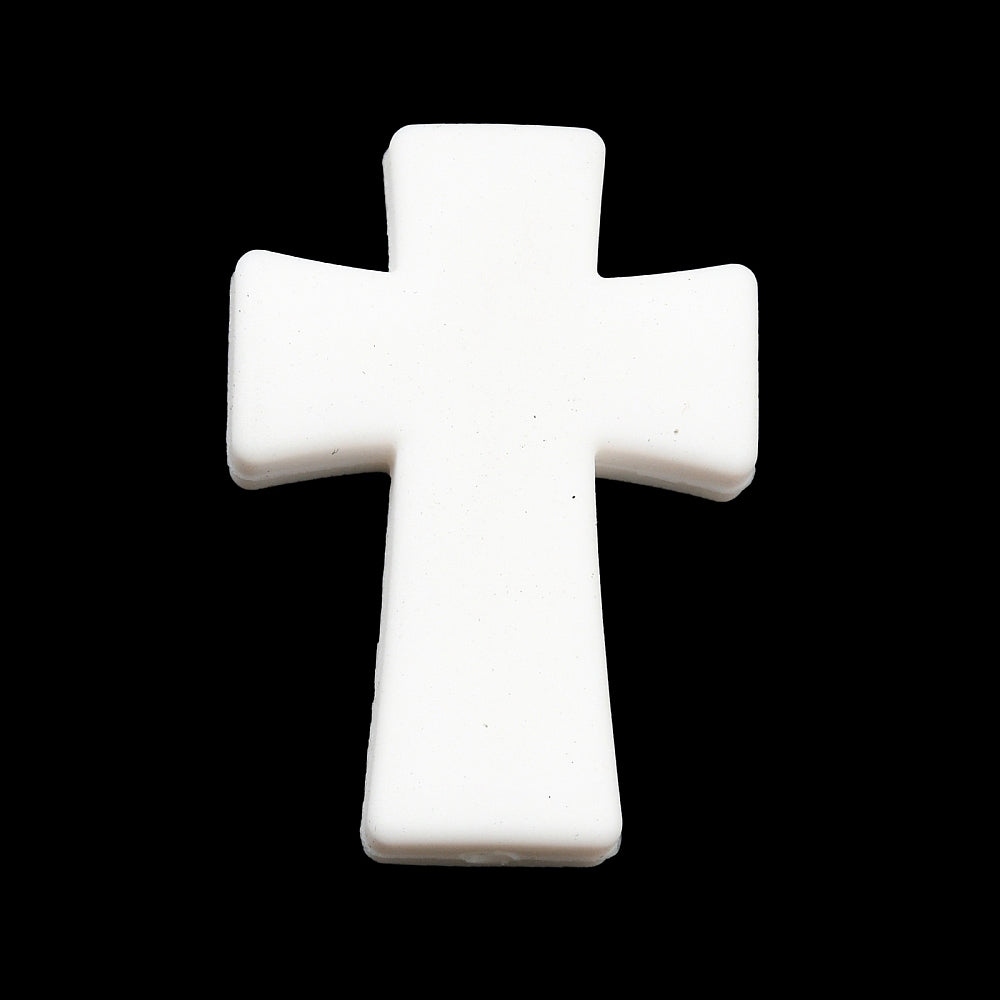 Cross Silicone Focal Beads, Black & White