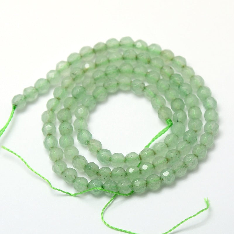 Natural Green Aventurine Beads Strands, Faceted, Round Size: about 4mm in diameter, hole: 1mm