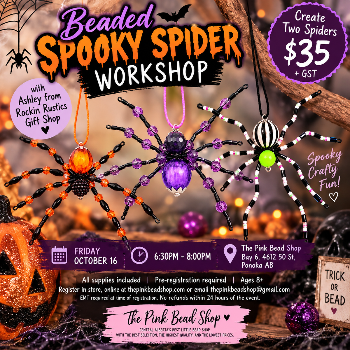 Beaded Spooky Spider Workshop with Ashley