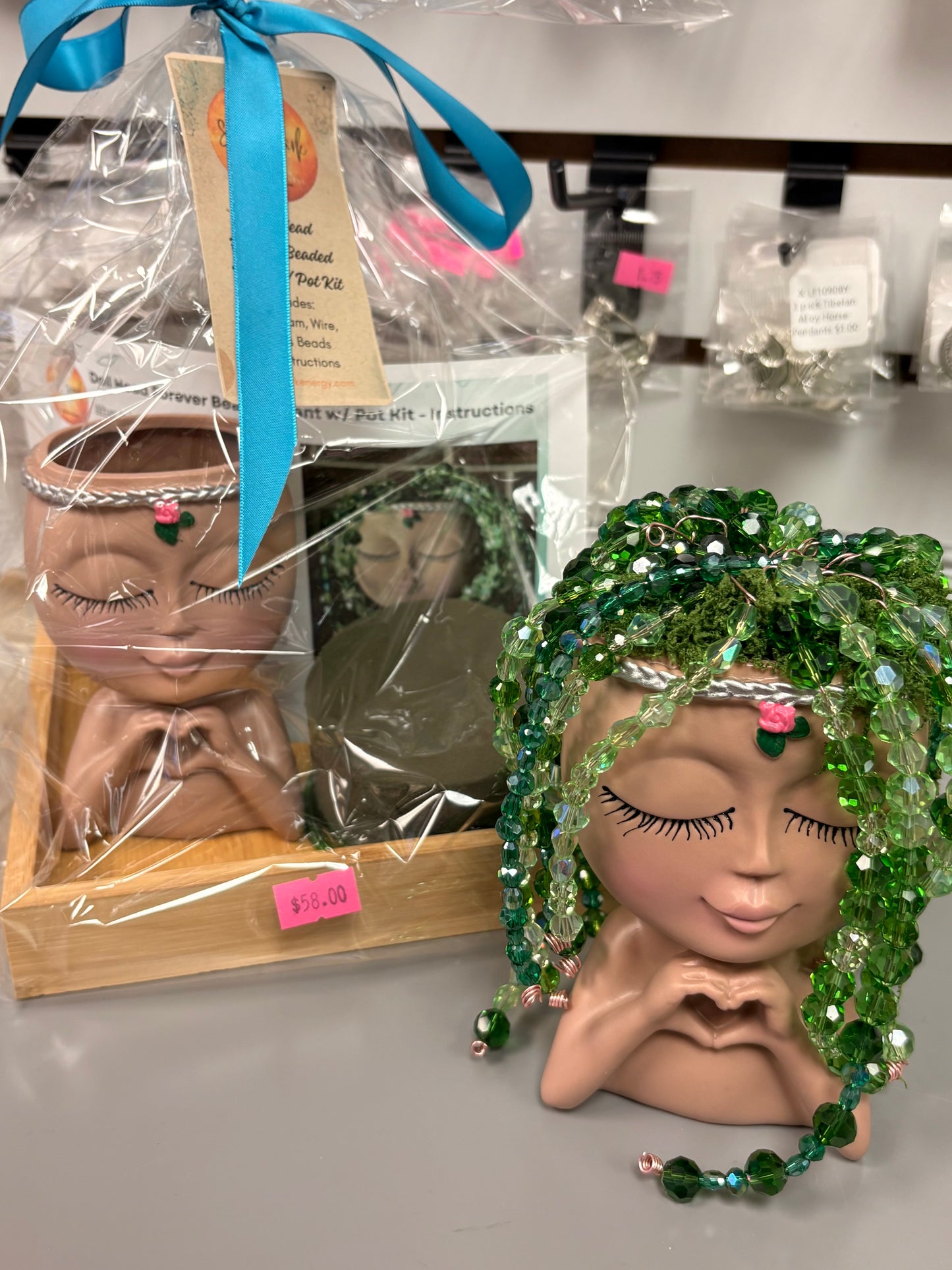 Doll Head Forever Beaded Plant DIY Kit w/ Pot | The Pink Bead Shop Canada