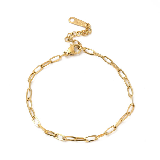 14K Gold Plated Stainless Steel Paperclip Chain Bracelet – Women’s Bracelet, 6-1/2 inch (16.4cm) The Pink Bead Shop