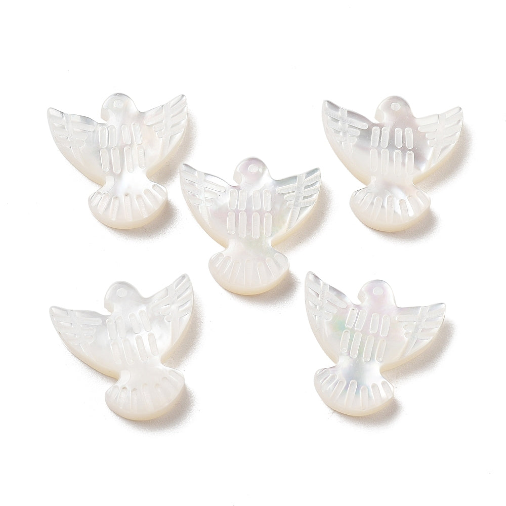 Natural White Shell Bird Beads 13mm Horizontal Hole – Sold Individually (Canada) | The Pink Bead Shop