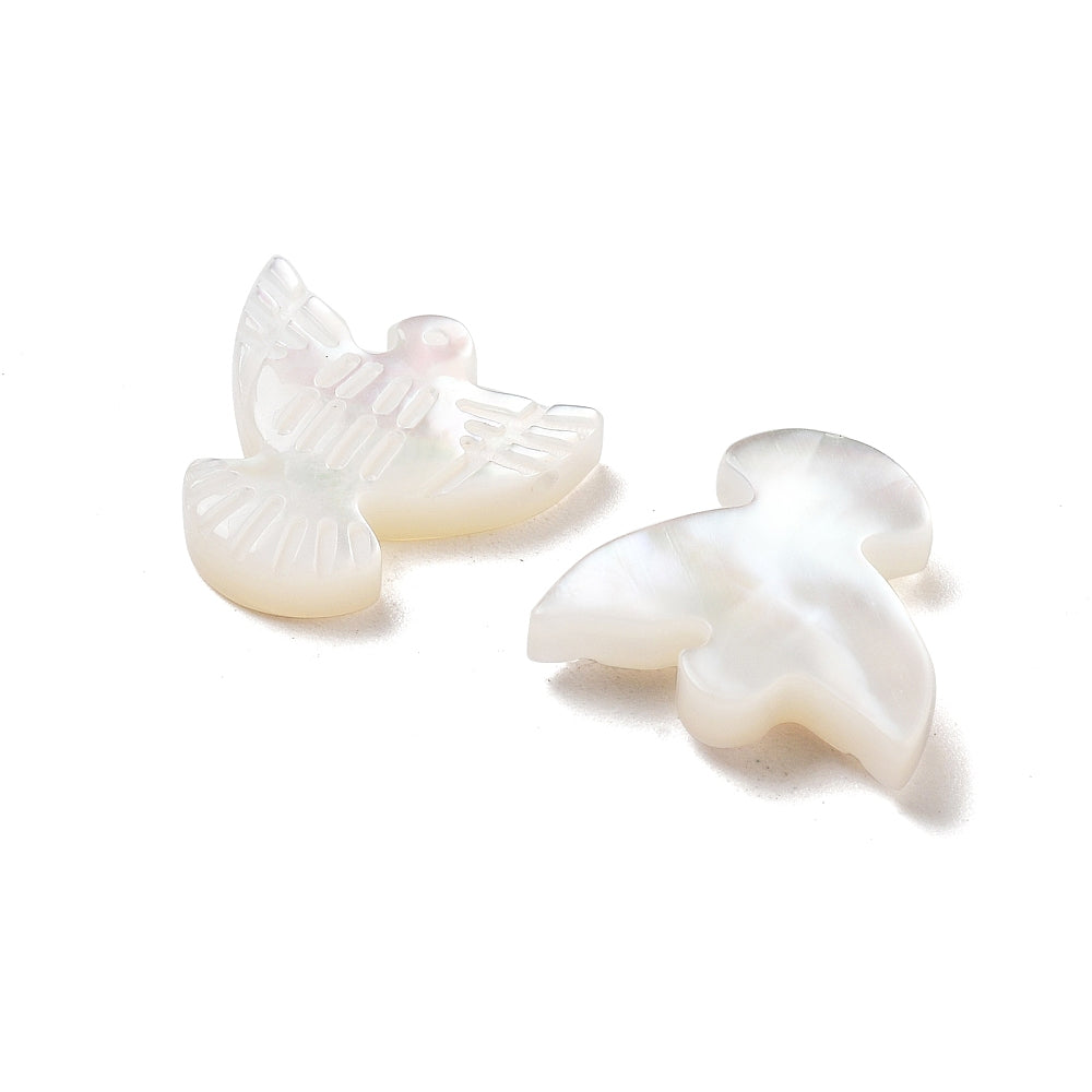 Natural White Shell Bird Beads 13mm Horizontal Hole – Sold Individually (Canada) | The Pink Bead Shop