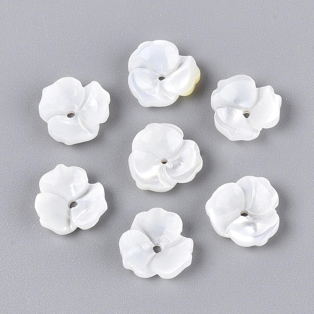 Natural White Shell Flower Beads 10mm – 2Pack (Canada) | The Pink Bead Shop