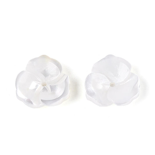 Natural White Shell Flower Beads 10mm – 2Pack (Canada) | The Pink Bead Shop