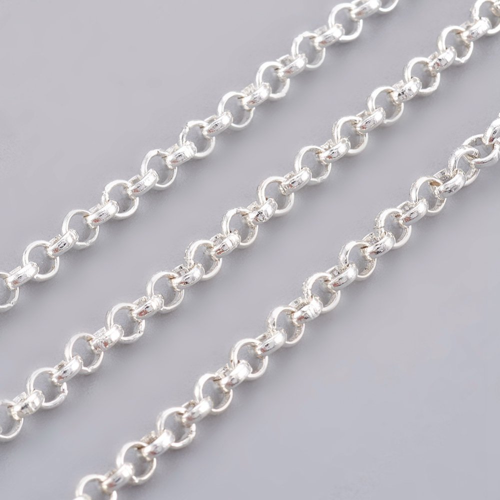 Iron Rolo Chain – Silver Colour – 2.5mm Sold by the meter| The Pink Bead Shop Canada