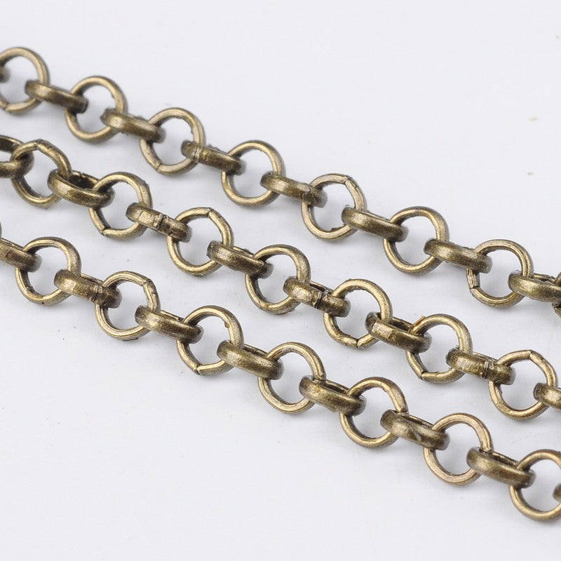 Antique Bronze Iron Rolo Chain by the Metre | The Pink Bead Shop Canada