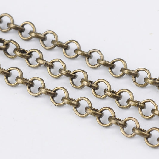 Antique Bronze Iron Rolo Chain by the Metre | The Pink Bead Shop Canada