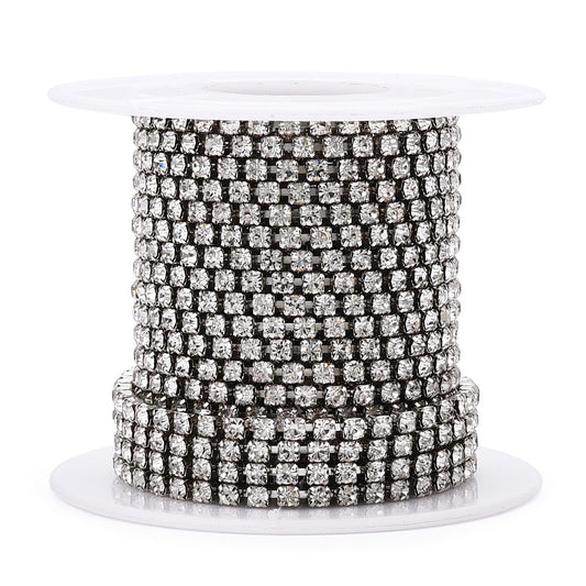 Iron Rhinestone Strass Chain Crystal Platinum Plated | Sold by the roll | The Pink Bead Shop Canada