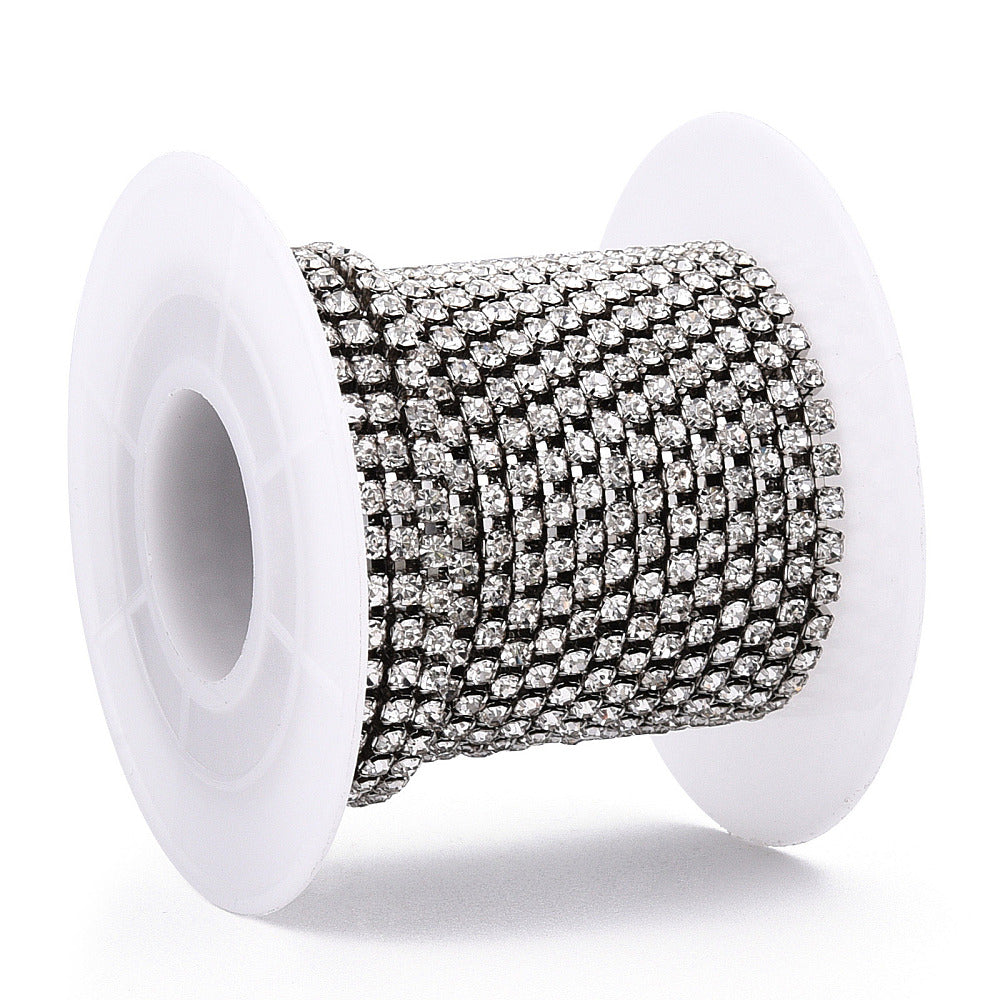 Iron Rhinestone Strass Chain Crystal Platinum Plated | Sold by the roll | The Pink Bead Shop Canada
