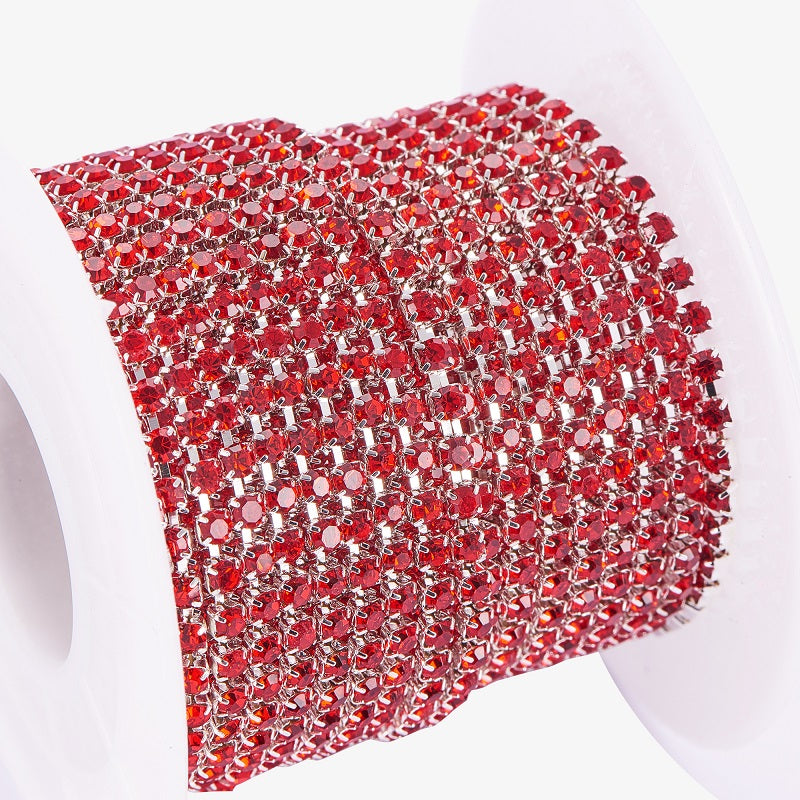 Brass Rhinestone Strass Chain Hyacinth Silver Plated | Sold by the Yard | The Pink Bead Shop Canada