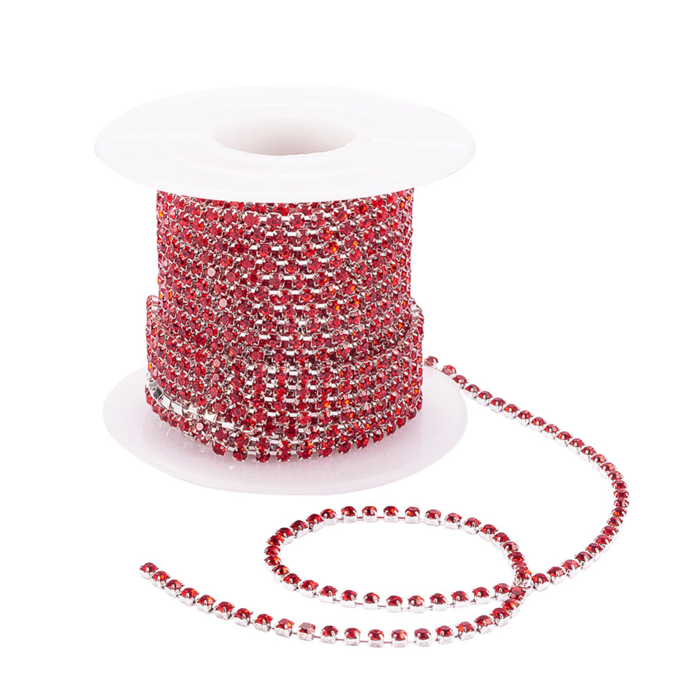 Brass Rhinestone Strass Chain Hyacinth Silver Plated | Sold by the Yard | The Pink Bead Shop Canada