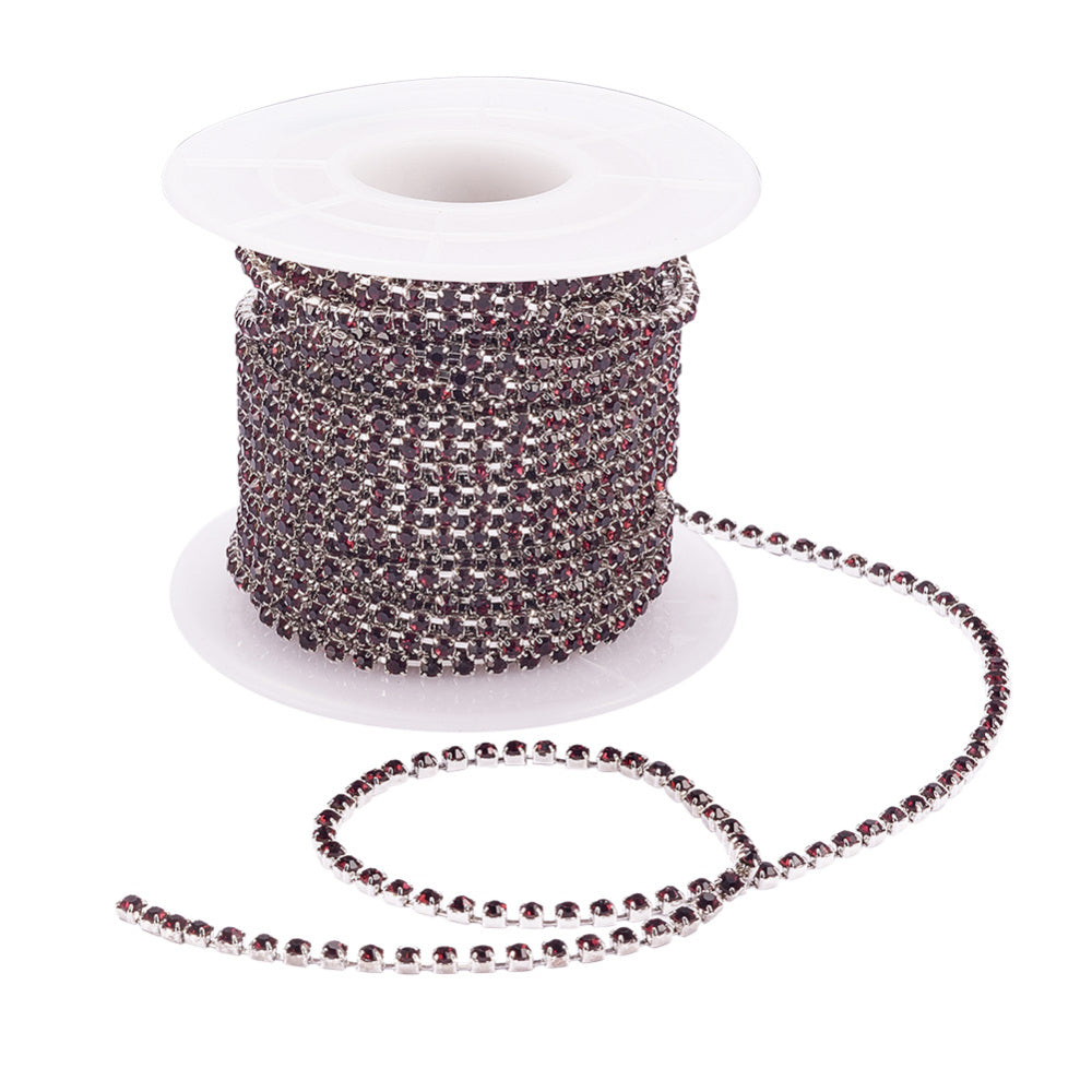 Brass Rhinestone Strass Chain Amethyst Silver Plated | Sold by the Yard | The Pink Bead Shop Canada