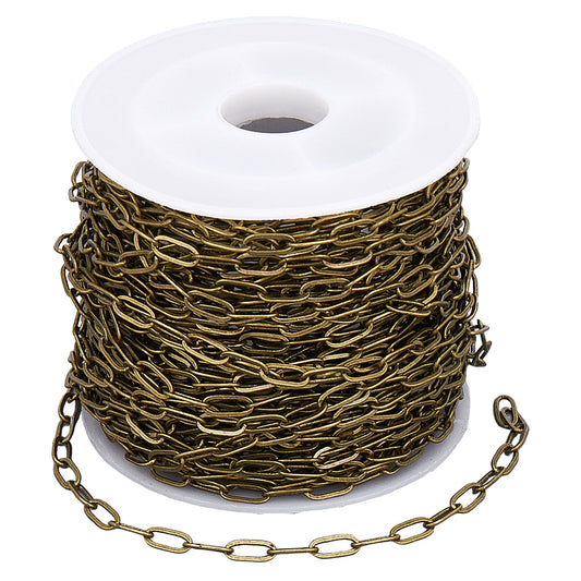 Antique Bronze Paperclip Brass Chain by the Metre | The Pink Bead Shop Canada