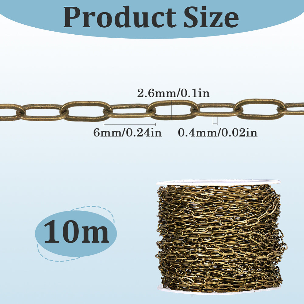 Antique Bronze Paperclip Brass Chain by the Metre | The Pink Bead Shop Canada